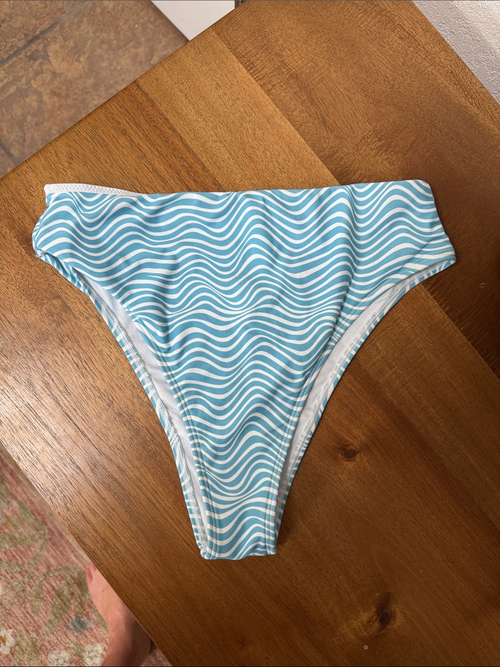 Rhythm. Blue & White Wave High-Waist Bikini Bottom